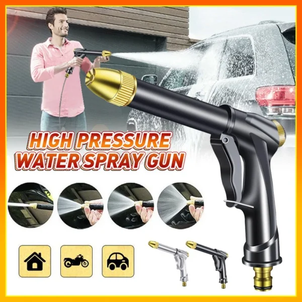 High-Pressure Water Spray Gun with Long Nozzle for Garden & Outdoor Use