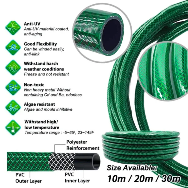 OOKAS Heavy-Duty PVC Garden Water Hose Set