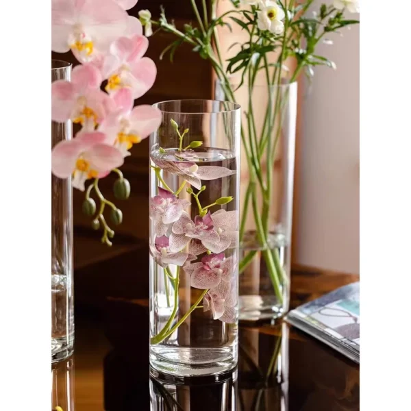 Clear Glass Cylinder Vase & Floating Candle Holder
