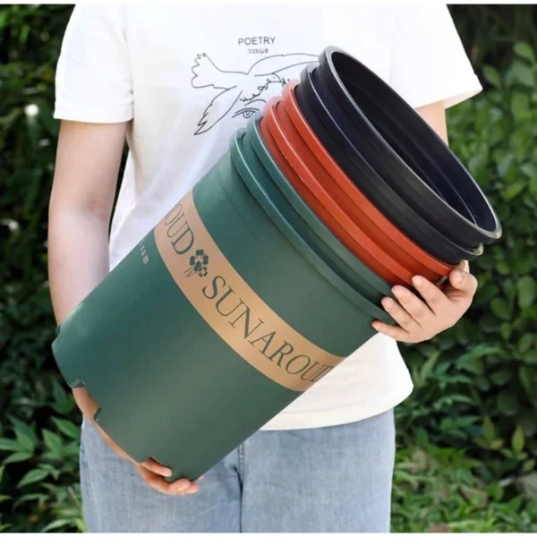 Army Green / Black Gallon Plastic Flower Pot