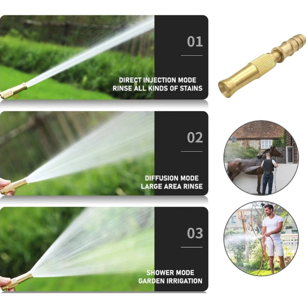 Adjustable Brass High-Pressure Garden Hose Nozzle