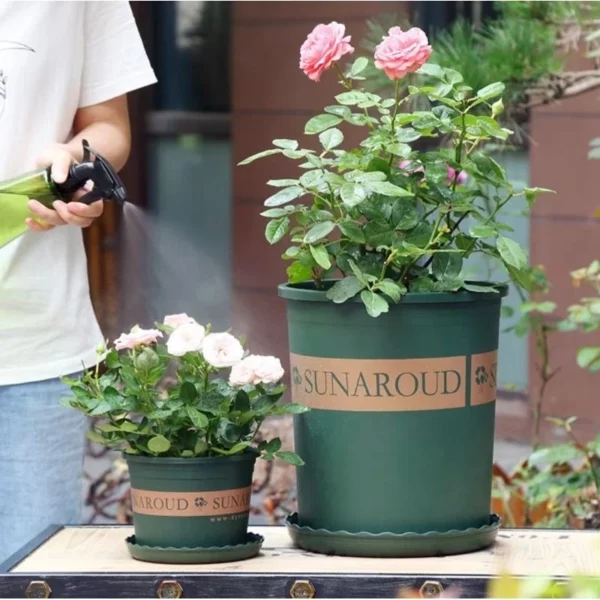 Army Green / Black Gallon Plastic Flower Pot
