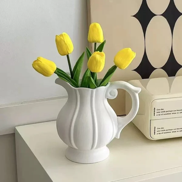 Nordic Retro Ceramic Flower Vase, White