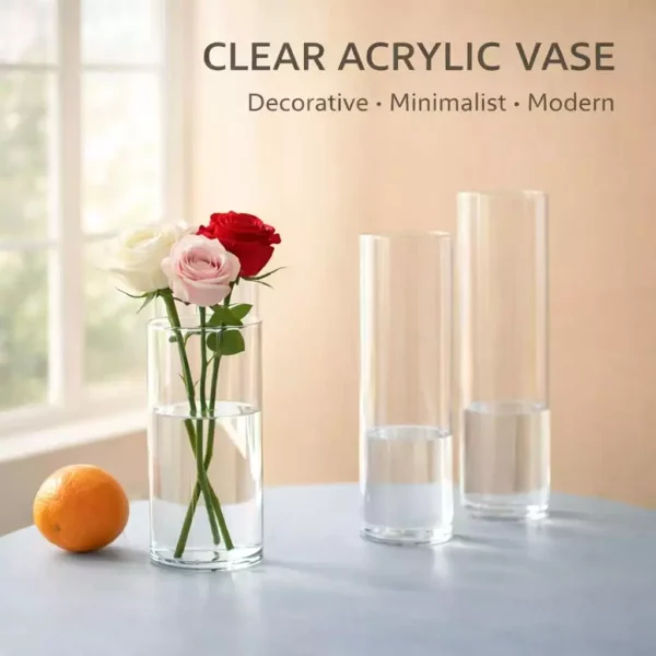 Clear Acrylic Flower Vase for Home Decor & Hydroponic Plants