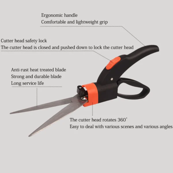 Rotating Grass & Hedge Shears for Lawn and Garden Trimming