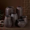 Vintage Crude Pottery Flower Pot & Vase