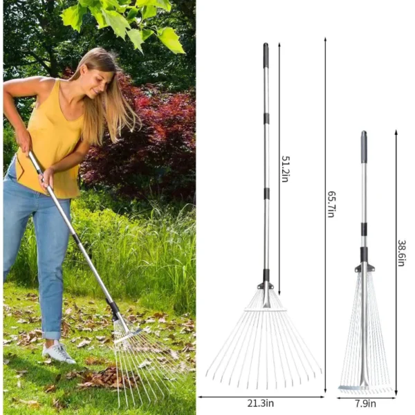 Stainless Steel Leaf & Grass Rake