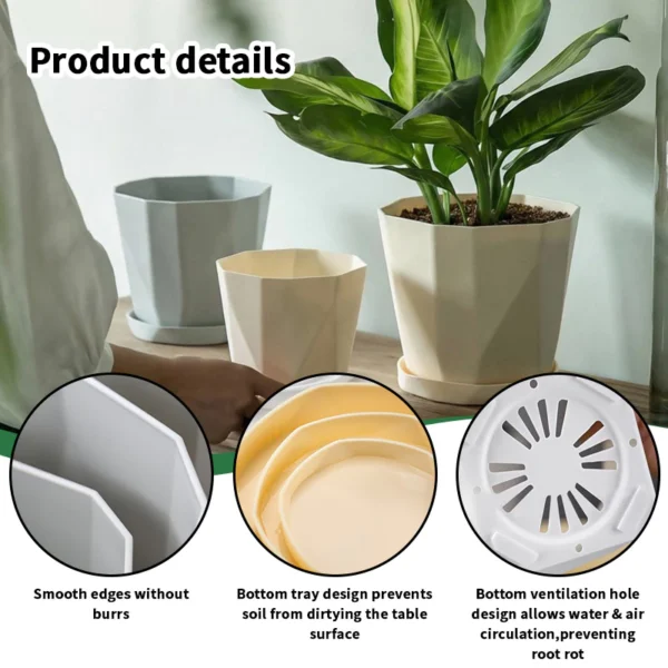 Thickened Plastic Flower Pot with Saucer