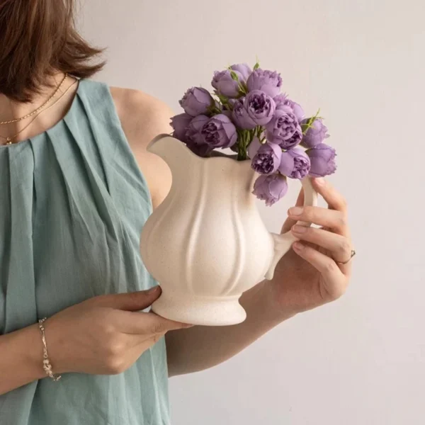 Nordic Retro Ceramic Flower Vase, White