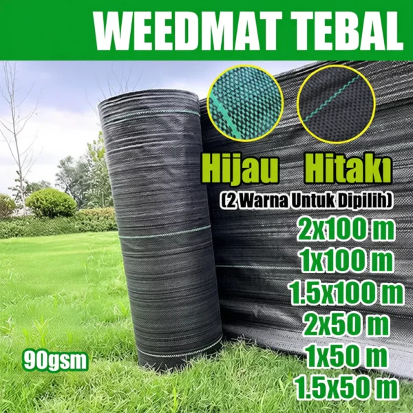 100m Green & Black Weed Control Mat